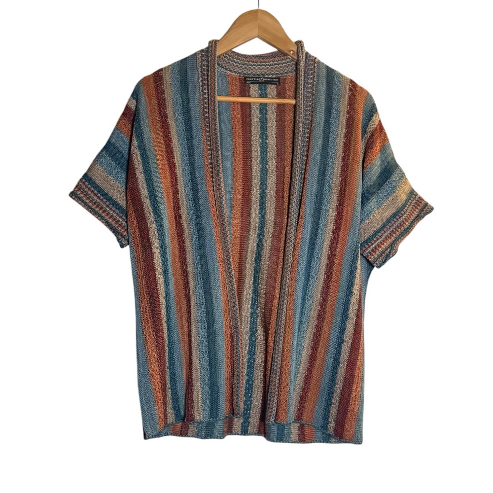 Peruvian Connection Maras Pima Cotton Multicolored Boho Cardigan Womens Size S - Picture 4 of 12
